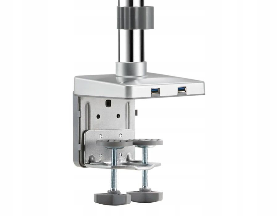 Uchwyt gazowy na 3 monitory, srebrny z dwoma portami Usb, standard Vesa, mo