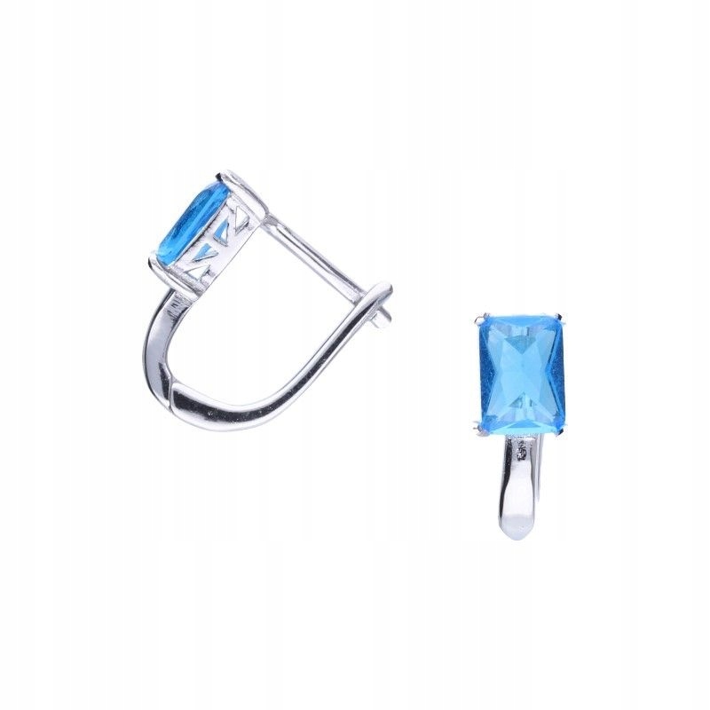 Dámské čtvercové náušnice ze stříbra 925 s modrými zirkony jako dárek