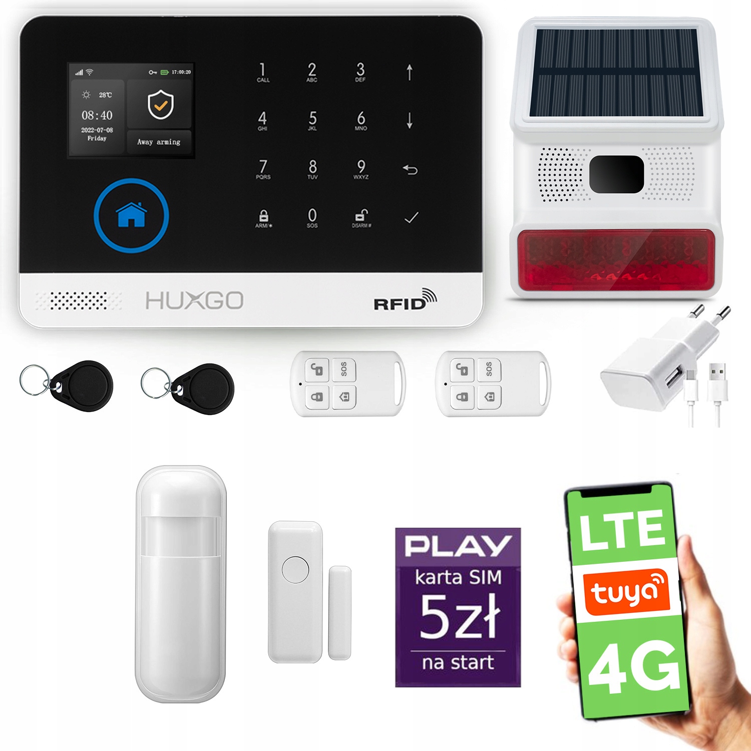 Bezdrátový alarm WiFi Gsm, Tuya, alarmová sada Huxgo HXA003 4G Lte