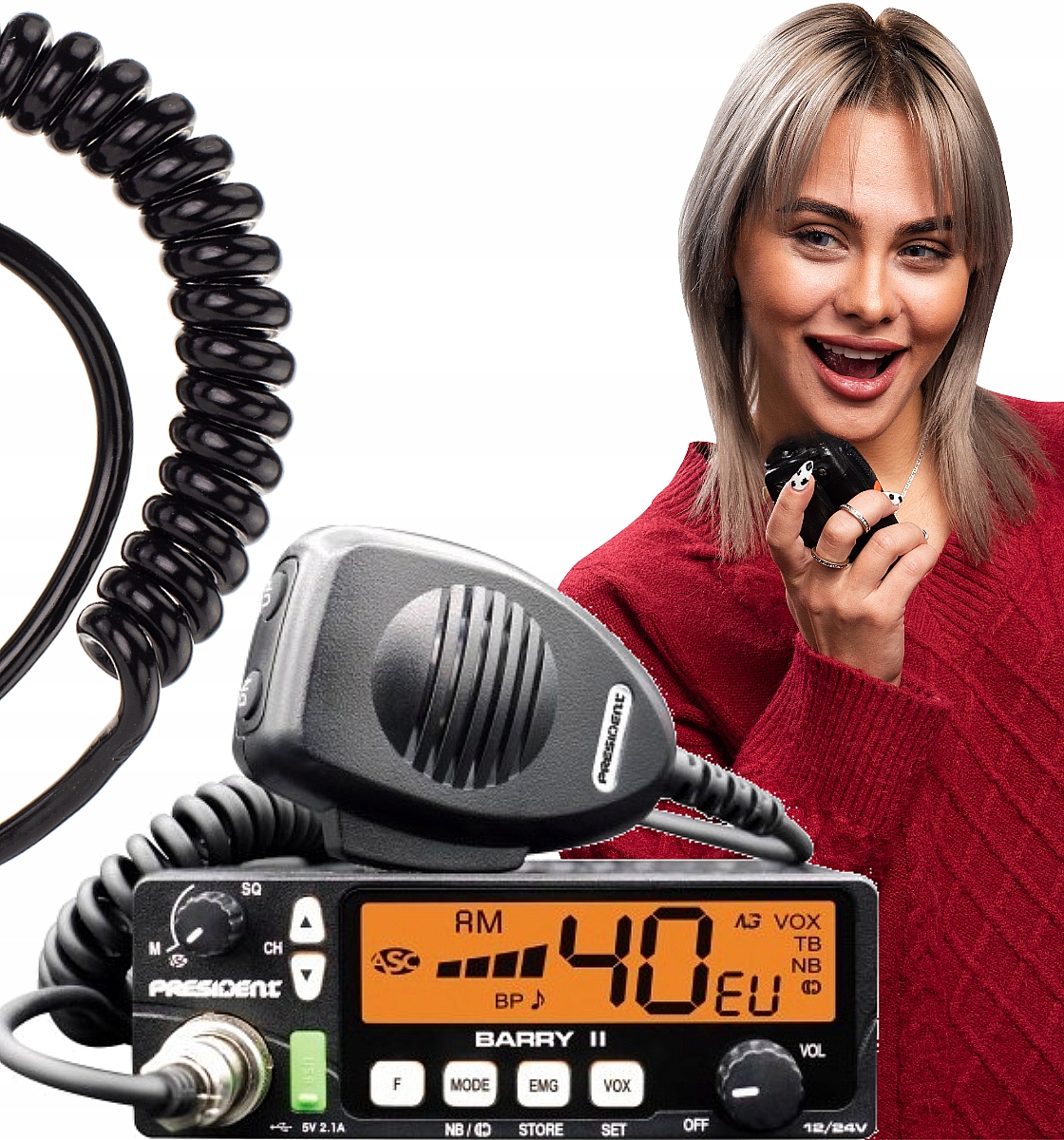 Radio CB PRESIDENT BARRYII VOX AM FM USB 12 / 24V Sklep, Opinie, Cena