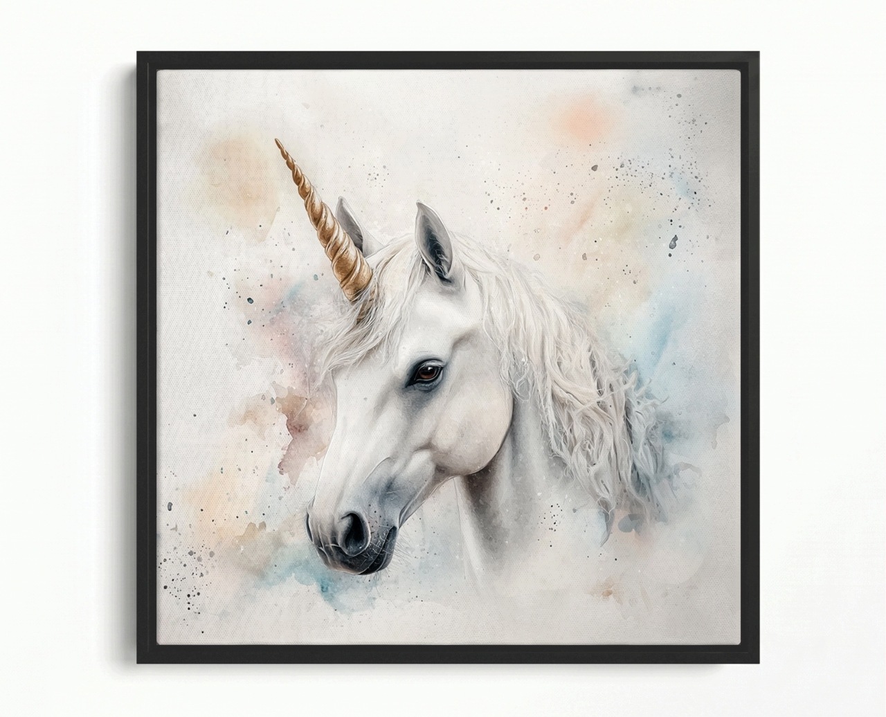 Obraz Rám Americký Box Akvarel Jednorožec Kůň Pohádka Fantazie 40x40