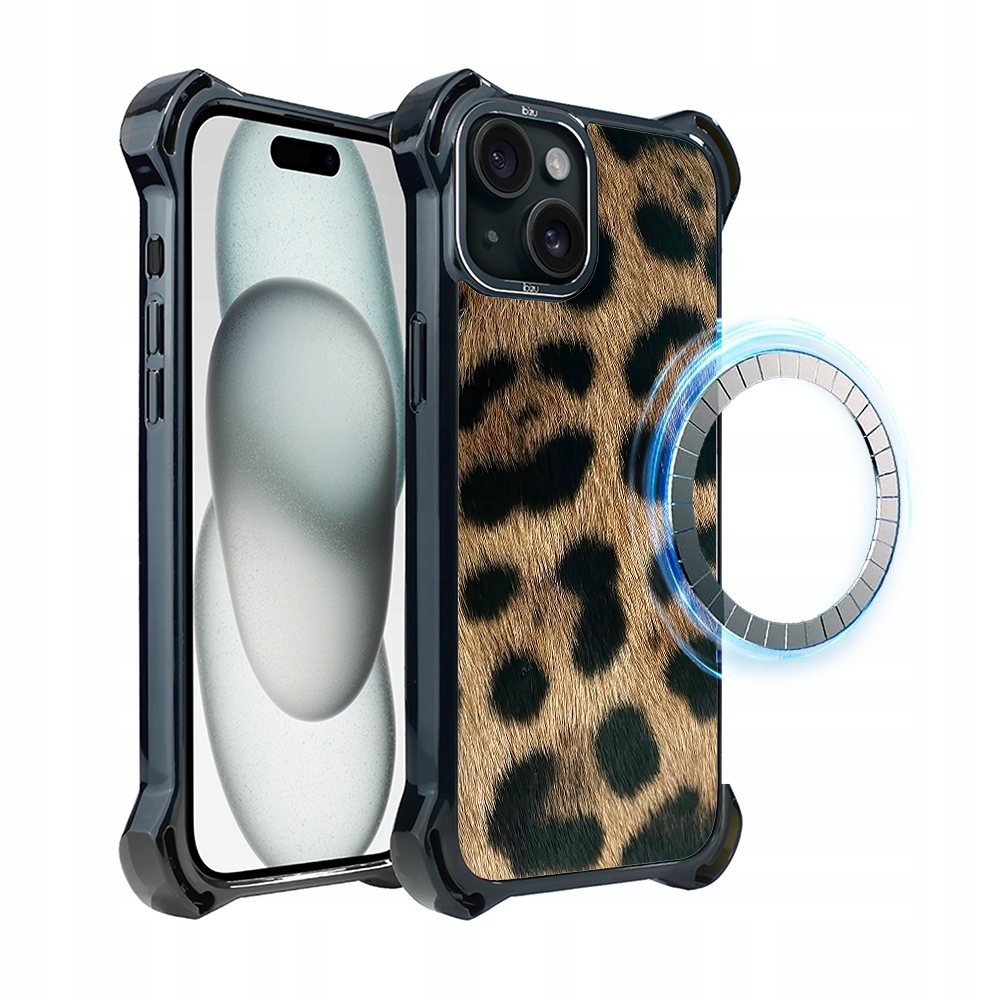 Pouzdro pro iPhone 15 Ibizu DropGuard Ultra s MagSafe, Leopard