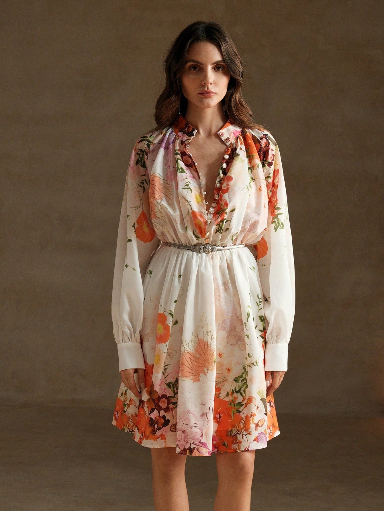 Šaty S Květinami A Bufetovými Rukávy Anewsta M 38