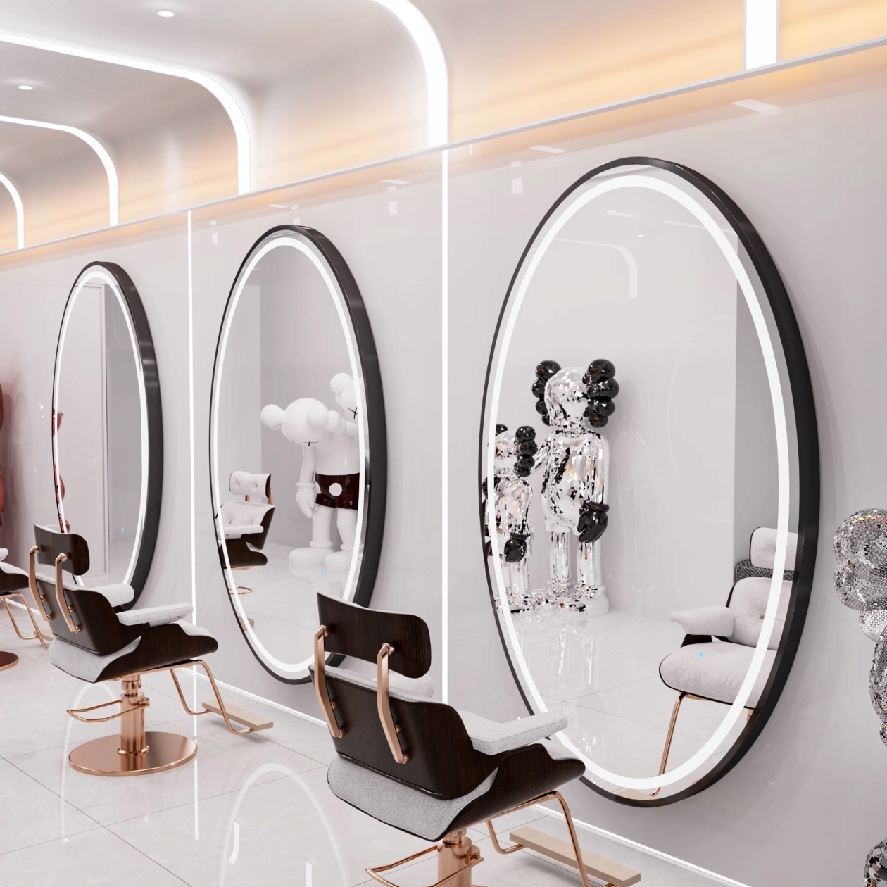 Kadeřnická konzola barberská zrcadlo pro kadeřnictví 180x90 Led Pro