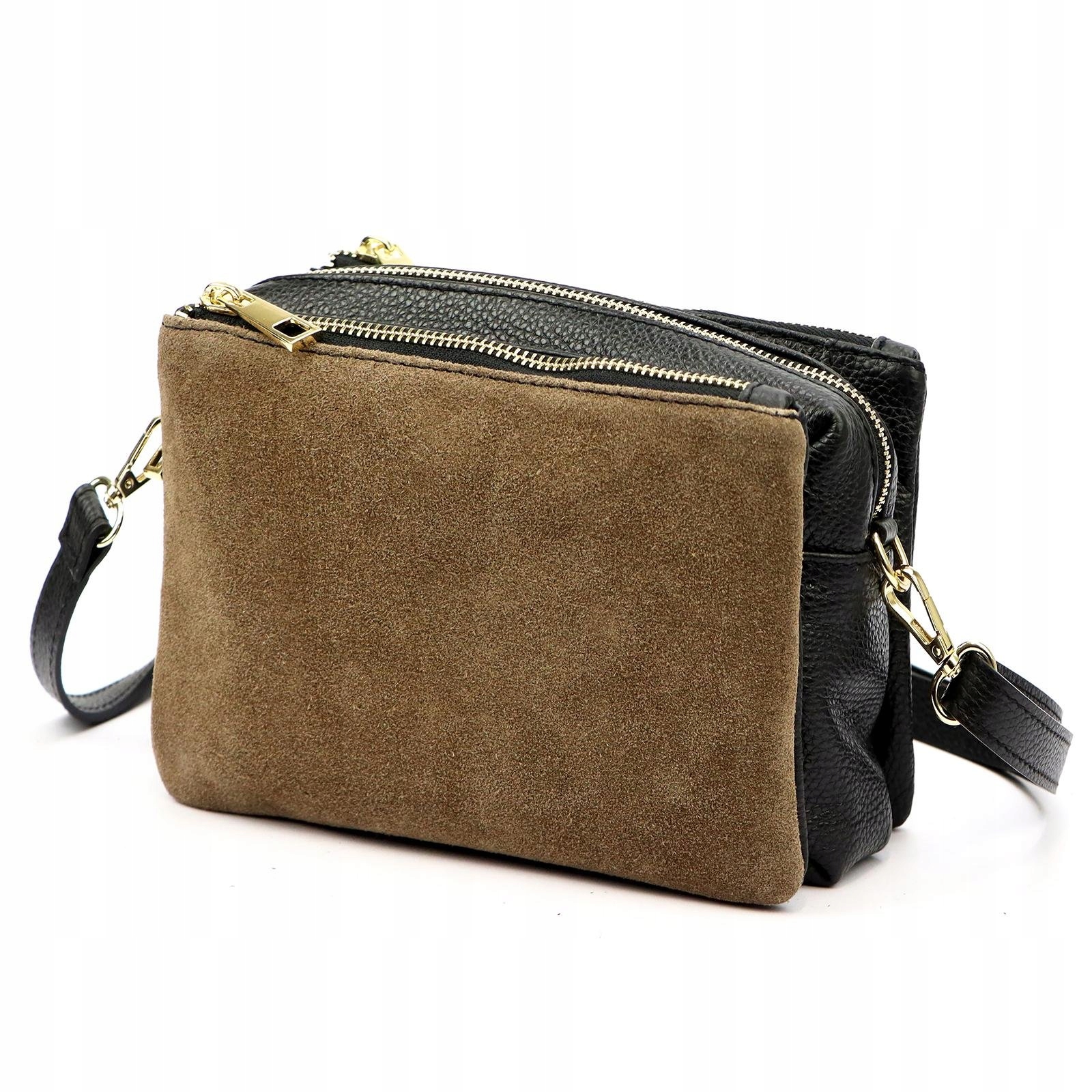 Dámská kabelka přes rameno kožená černá taupe malá Luka