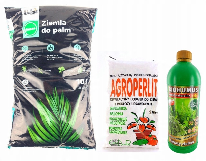 

Zestaw Przesadzanie Palm Juk Ziemia Perlit Nawóz