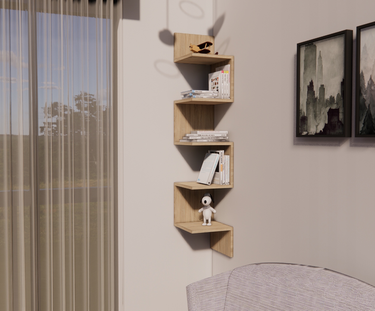 PÓŁKA NAROŻNA ŚCIENNA SONOMA WISZĄCA Głębokość mebla 25 cm