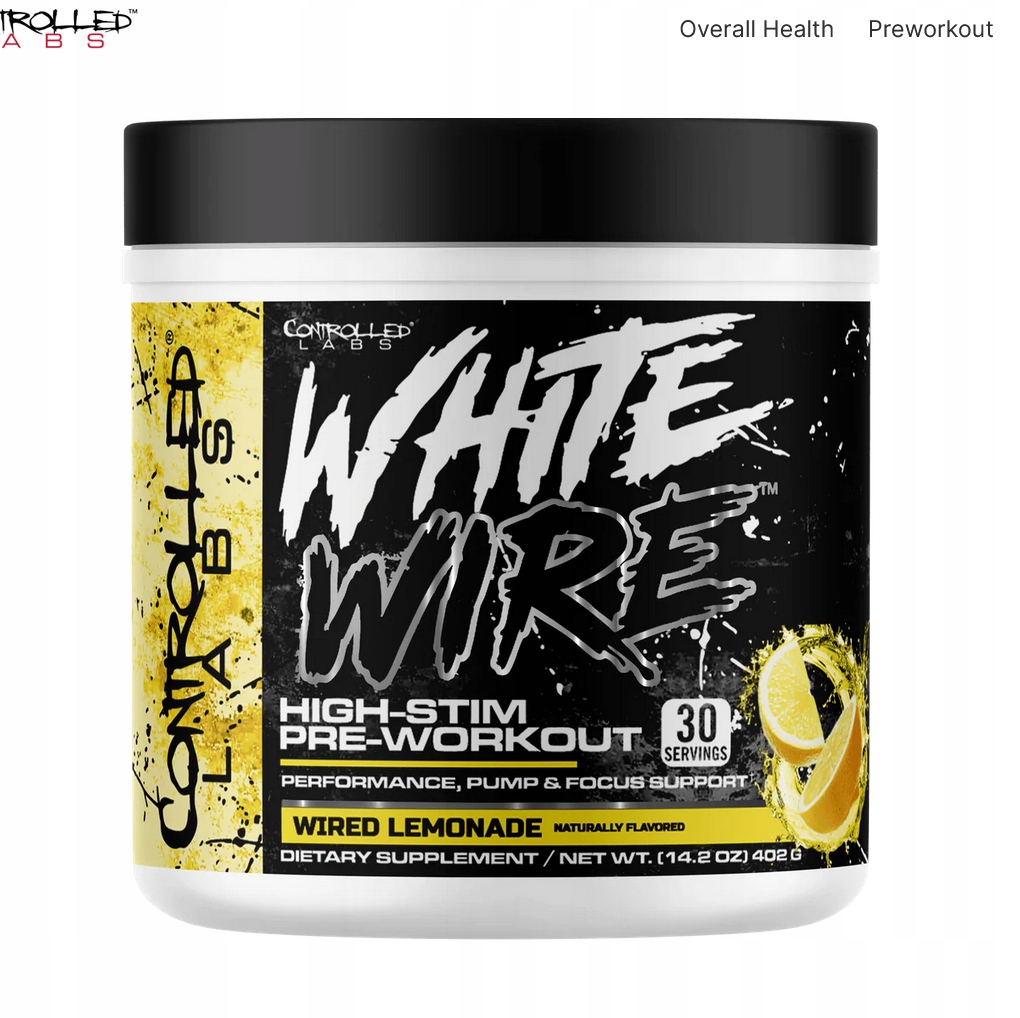 Controlled Labs White Wire Wired Lemonade 402g Předtréninkový stimulant s vysokým obsahem stimulantů