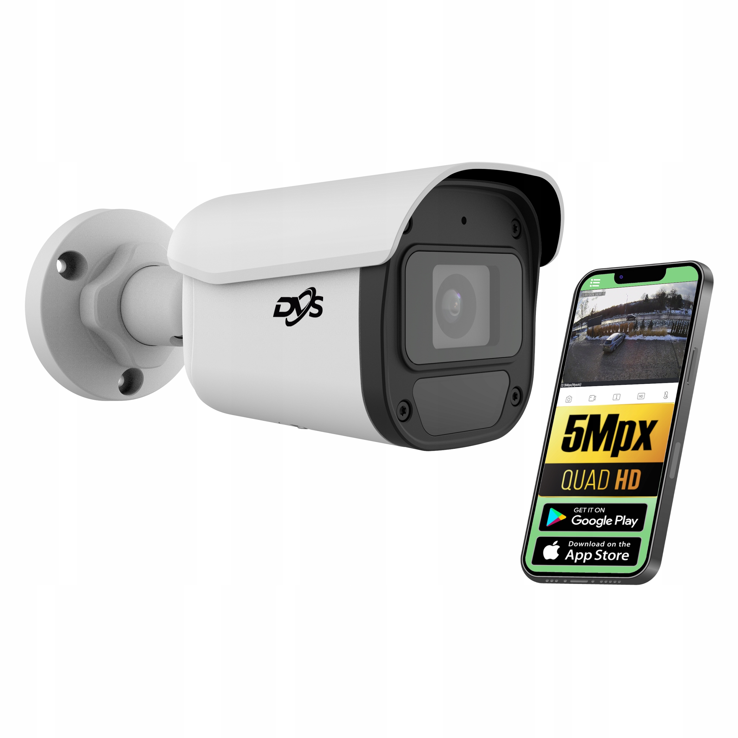 Vonkajšia Tubová Kamera Ip 5MPx Poe Onvif Mikrofon Kovová Biela Dvs