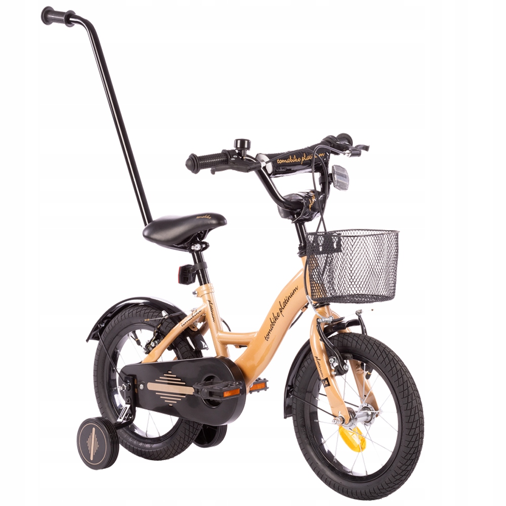 Rowerek dziecięcy 14 cali TomaBike Platinum z prowadnikiem Złoty Plus