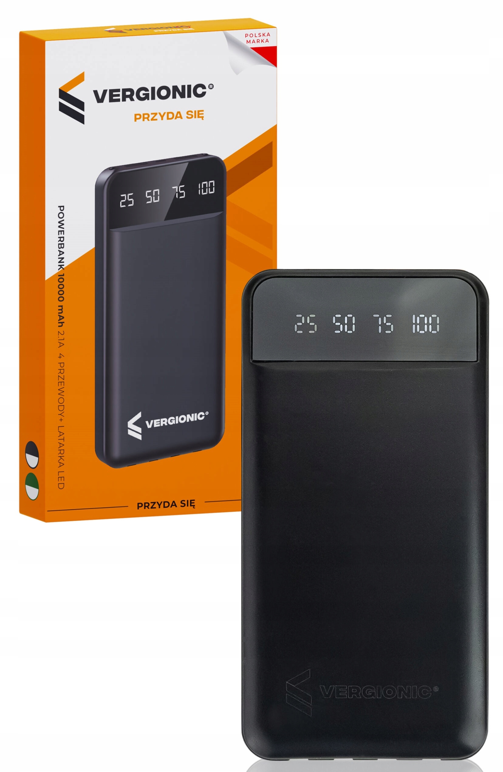 Powerbank 10000 mAh POWER BANK z latarką lightning, microUSB, USB-C, USB BL