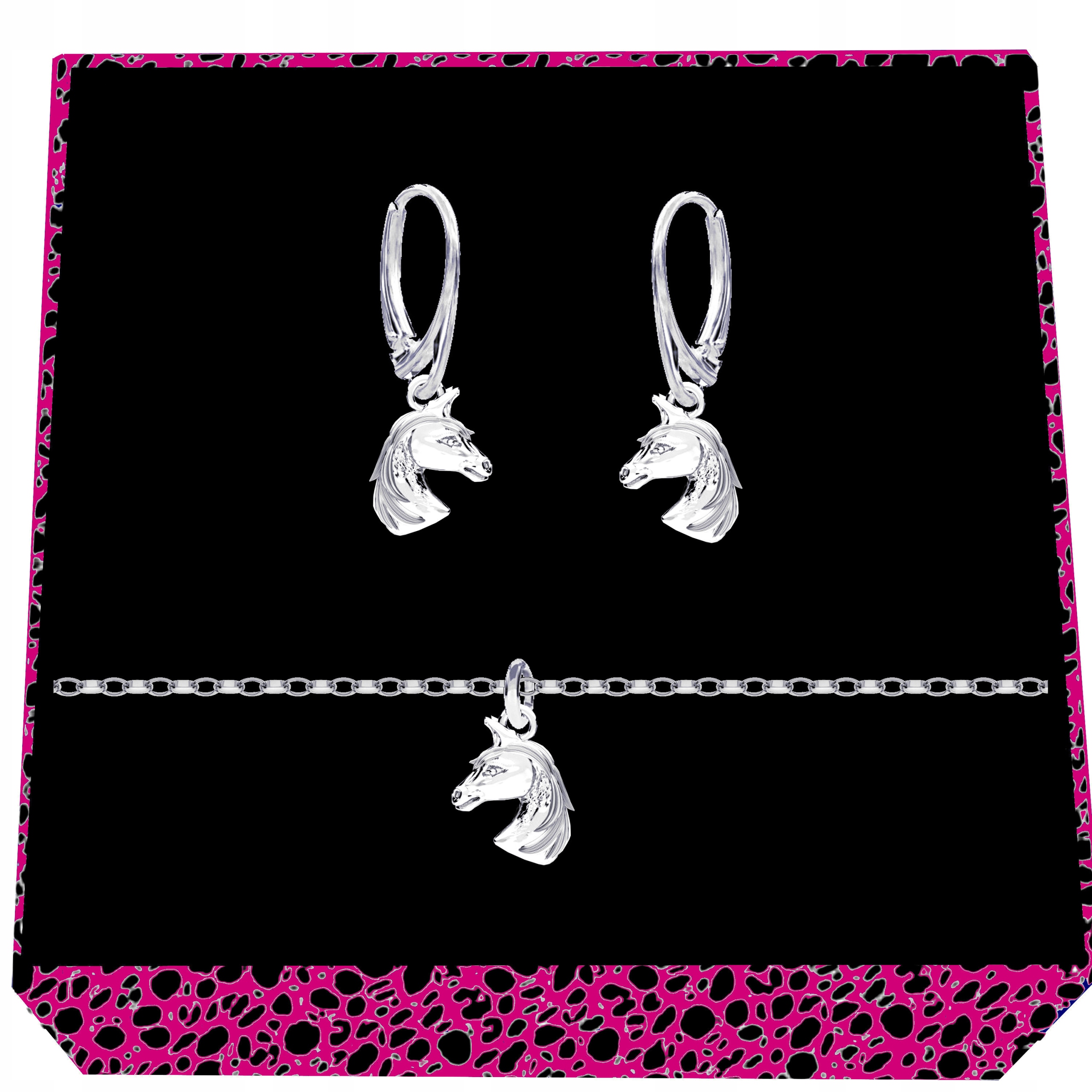 Kůň Hlava Koně Stříbrný komplet rolo oval stříbro 925