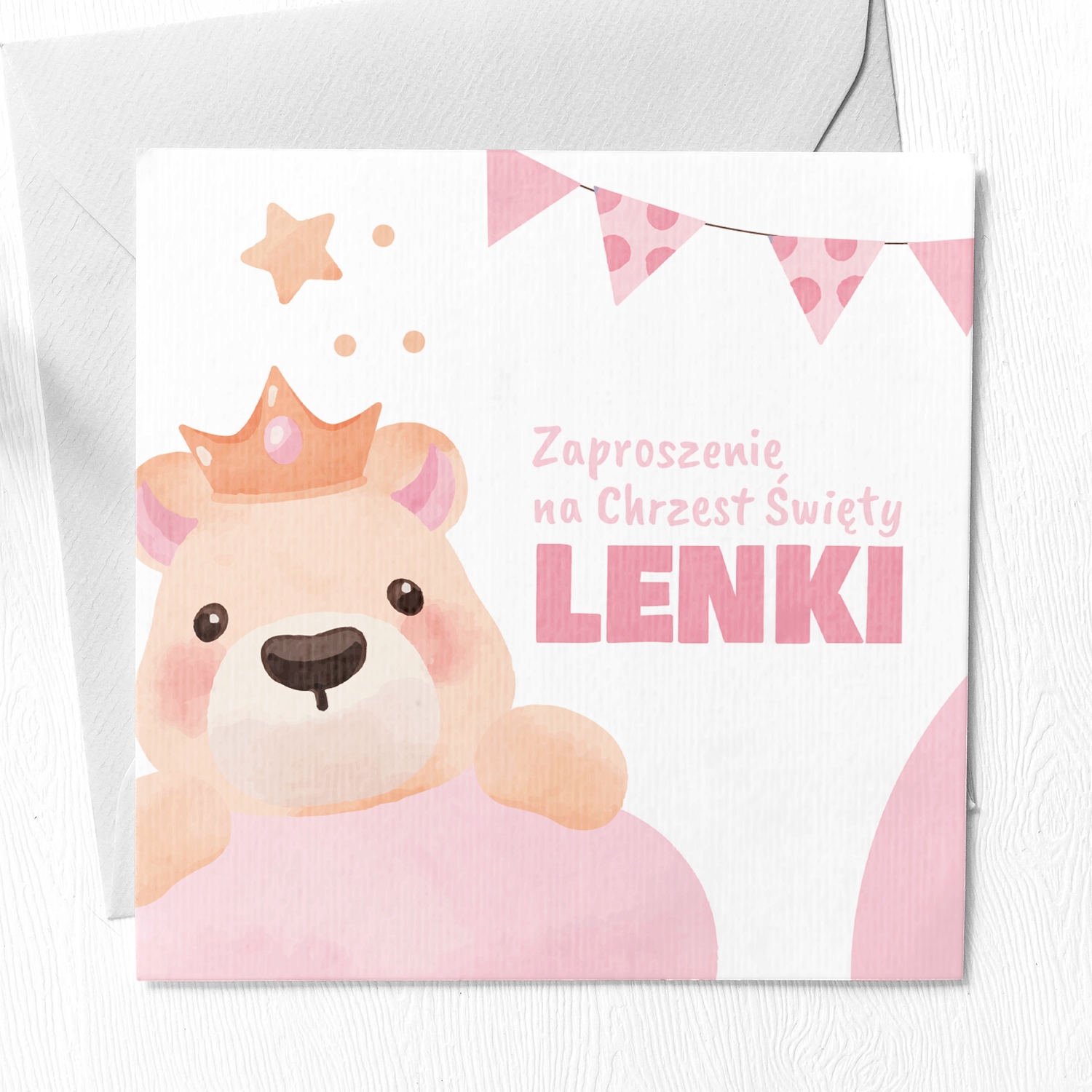 Zaproszenia SKŁADANE NA CHRZEST - IMIĘ - KREATOR + KOPERTA GRATIS