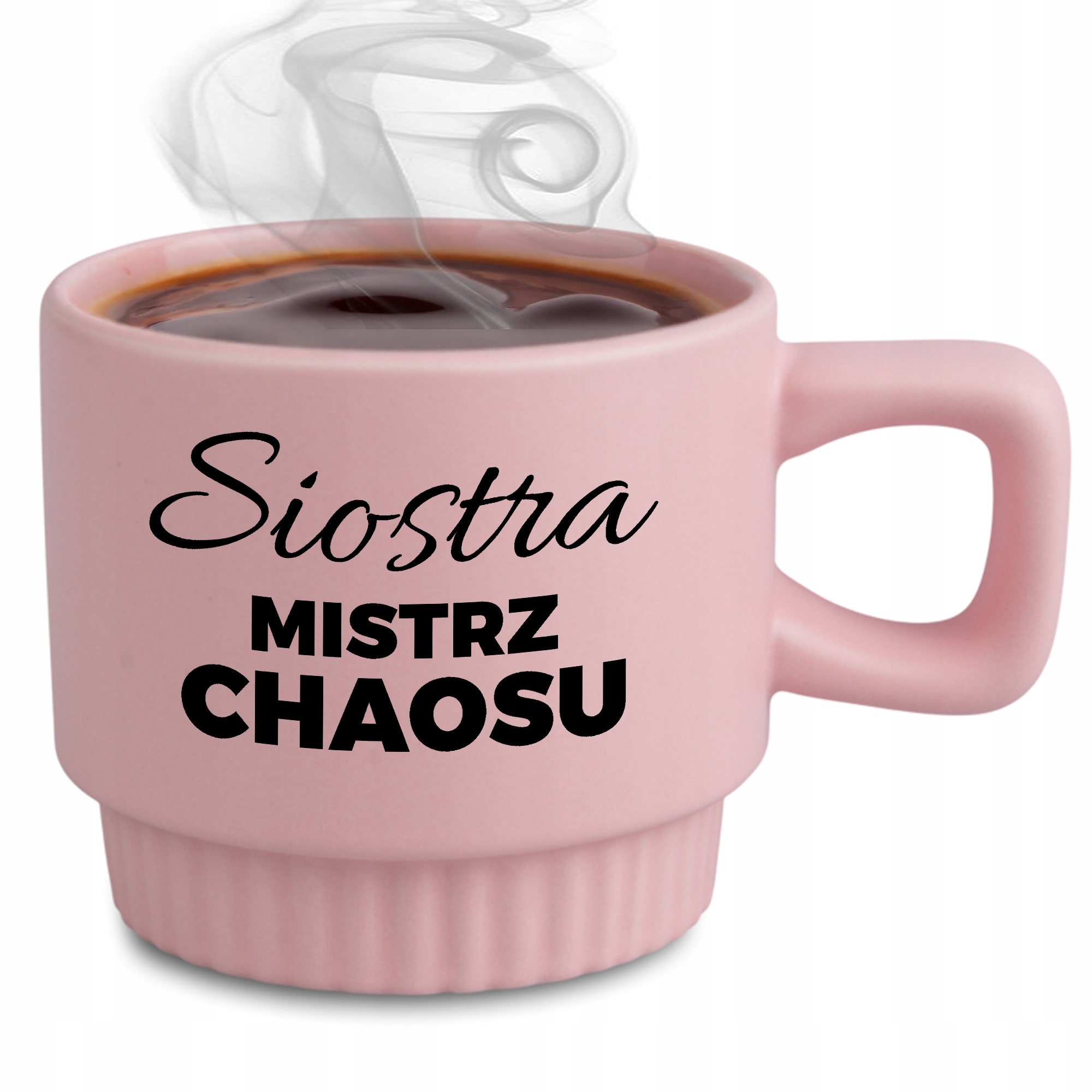 Ryflovaný hrnek Růžová Sestra Mistr Chaosu Dárek Zábavný pro sestru