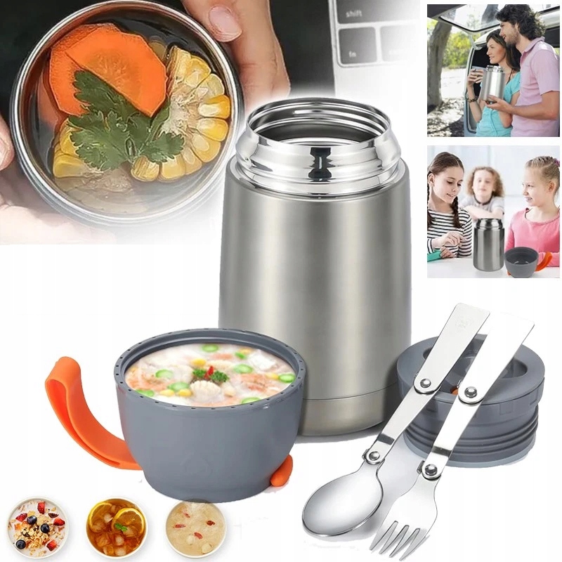 Termoska Na Oběd Z Oceli, Termonádoba Na Potraviny, Led 24 Hodin – Prémiová