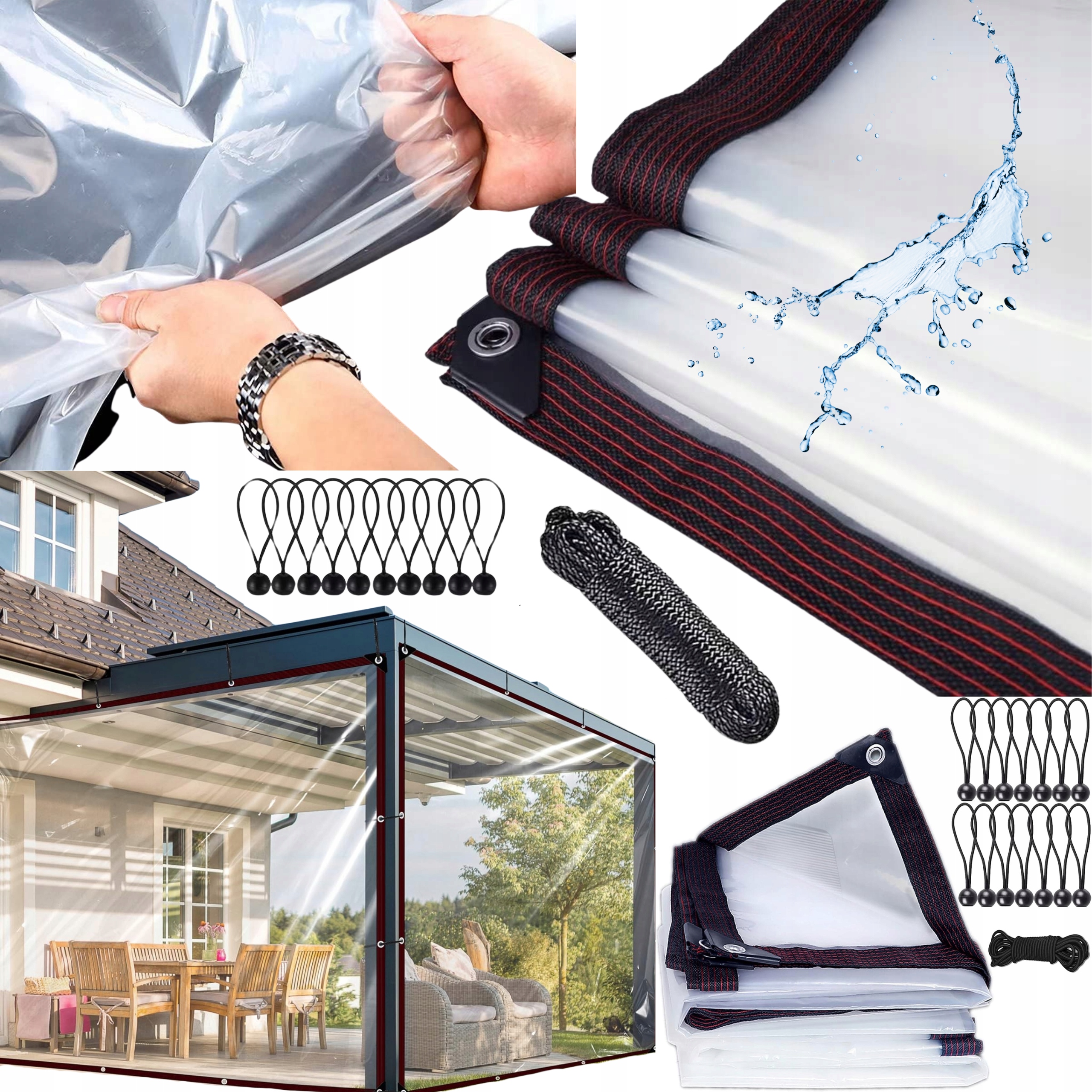 Zahradní Průhledná Terasová Plachta Voděodolná S Očky proti Uv záření 4x3 m