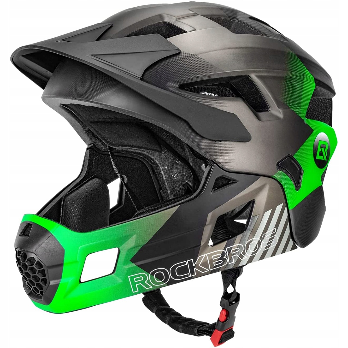 Fullface cyklistická přilba Rockbros TS61 Black Green M 54-57 cm