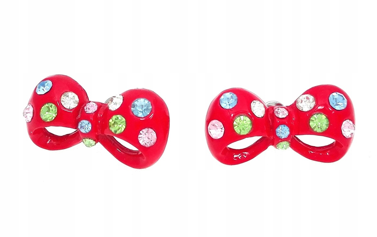 

Kolczyki kokardki z cyrkoniami czerwone