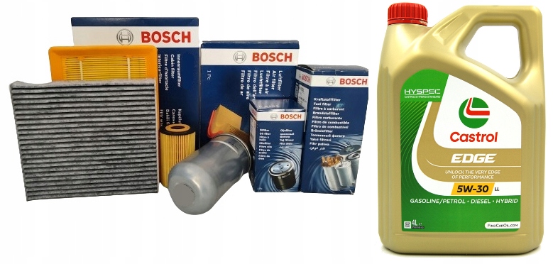 Bosch Sada Filtrů Olej Castrol 5V30 4 L Audi A4 B7 2.0 Tdi Bpw Brc 140 Km