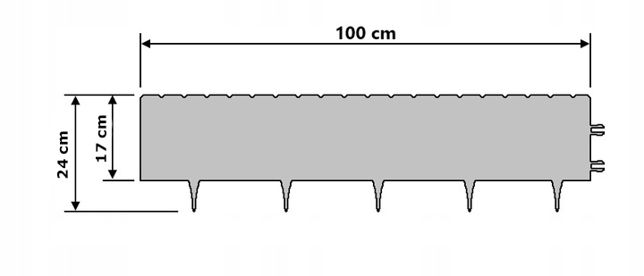EKOBORD PALISADA CZARNA - OGRODOWA, OBRZEŻE Długość 100 cm