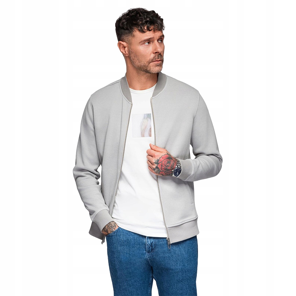 Pánská mikina bomber z pique úpletu, šedá, módní Ombre OM-SSZP-0238 V4 XL