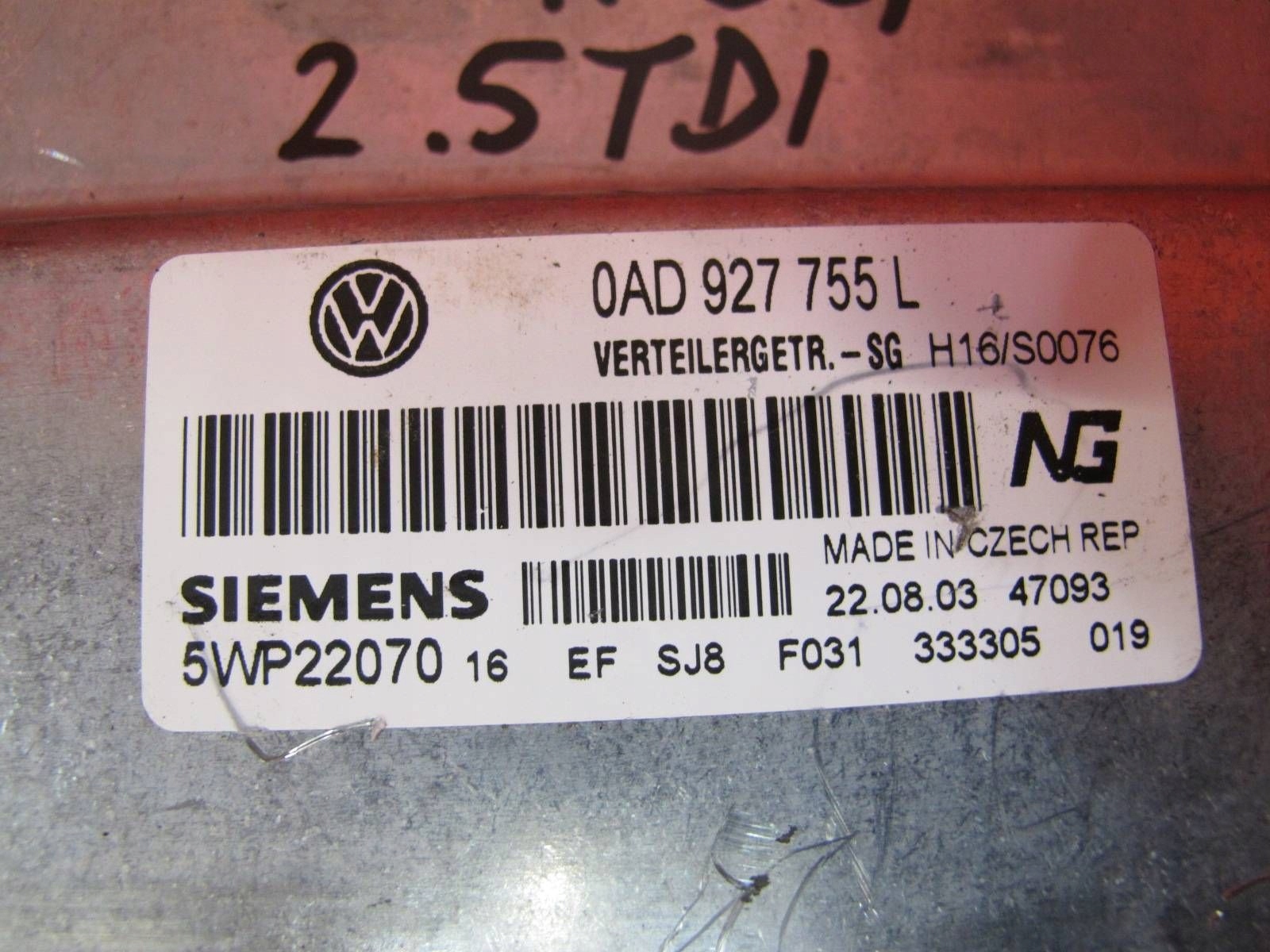 VW TOUAREG 7LA 2.5 TDI BAC control unit module REDUKTORA 0AD927755L