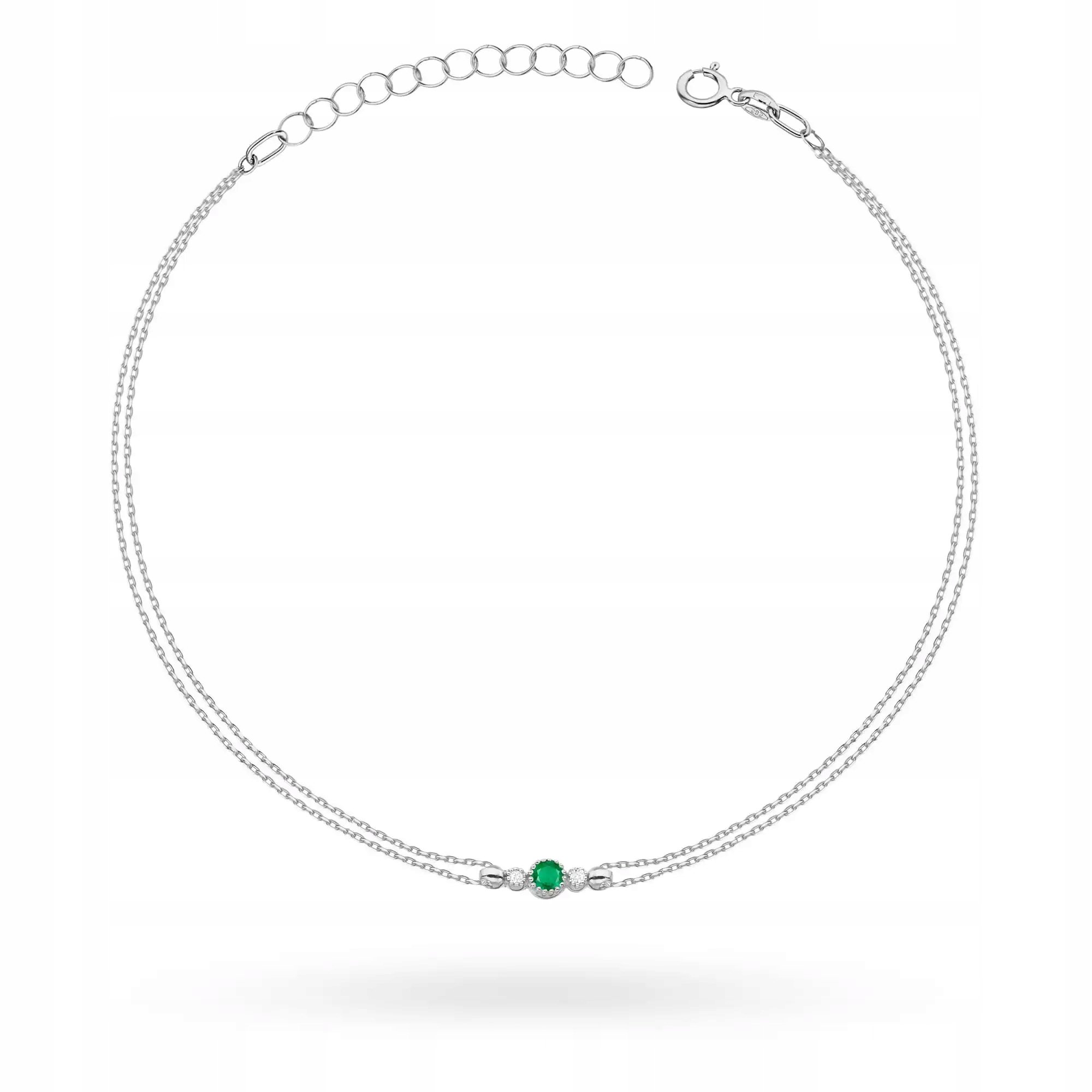 Zlatý náramek 585 se smaragdem 0,15 ct, značkové bílé zlato od klenotníka