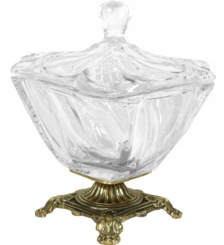 Dekoratívny výrobok Sklo mosadz Miska Patera Bohemia Kryštál