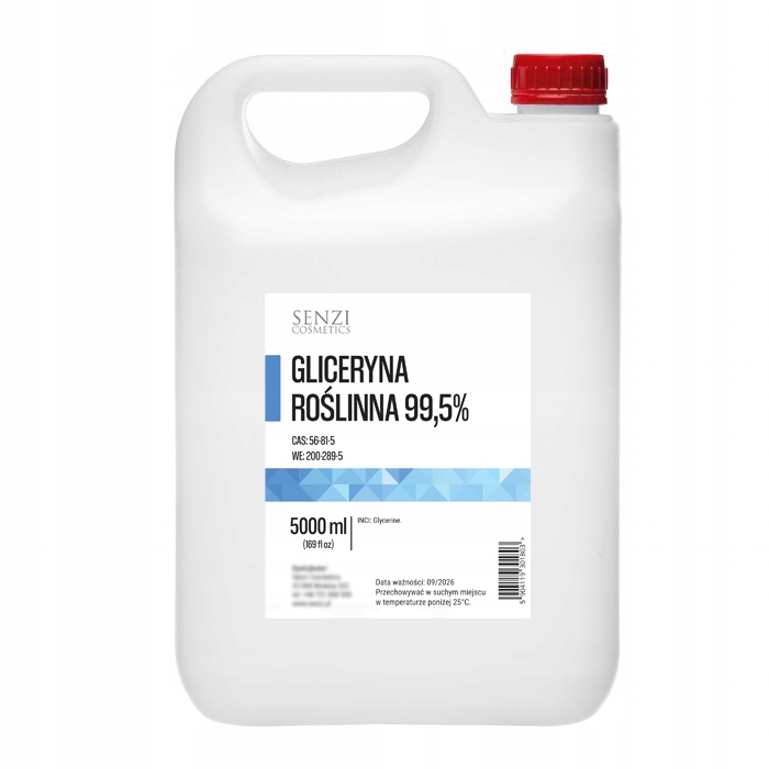 Gliceryna Roślinna 5l 99,5% Senzi Farmaceutyczna Do Kosmetyków Diy