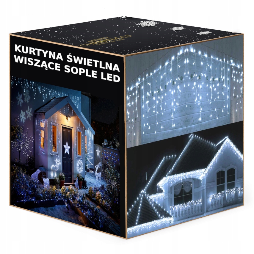 

Lampki świąteczne sople Białe Zimne 500 Led