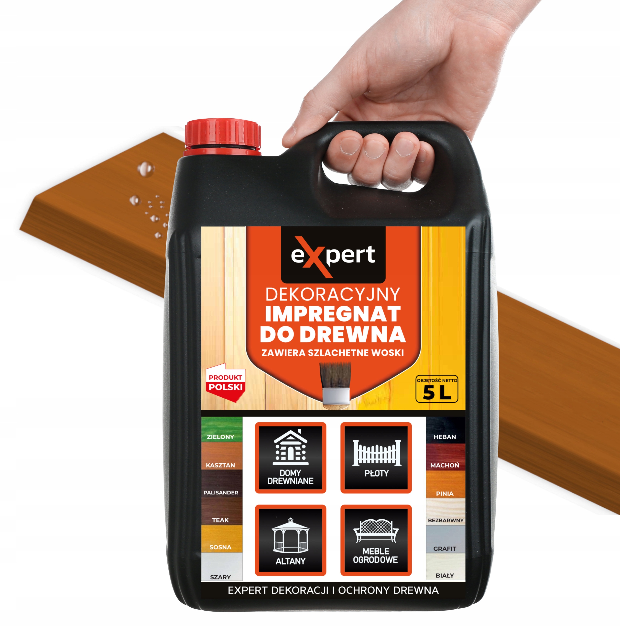 IMPREGNAT farba do drewna z WOSKAMI 5l KASZTAN