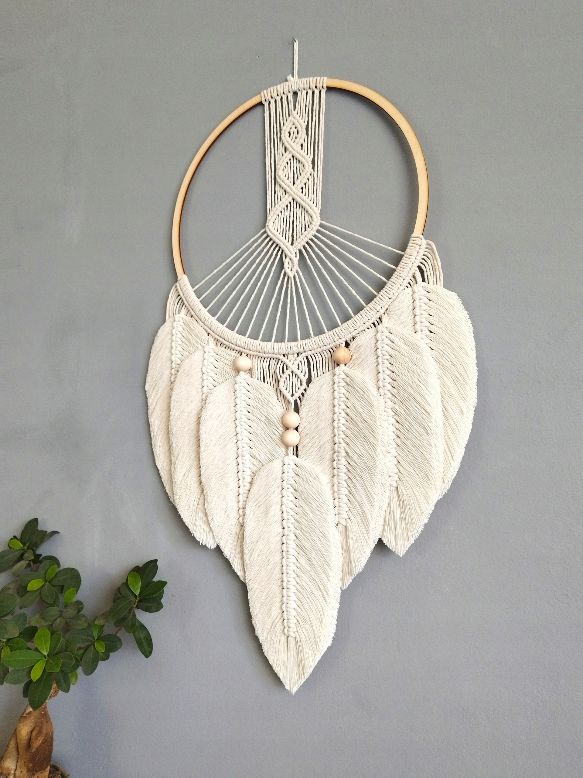 Łapacz snów duży Makrama piórka Boho dekoracja