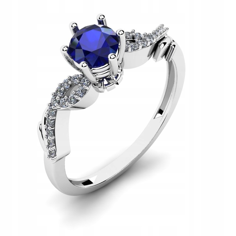 

Pierścionek Z Białego Złota Szafir I Brylanty