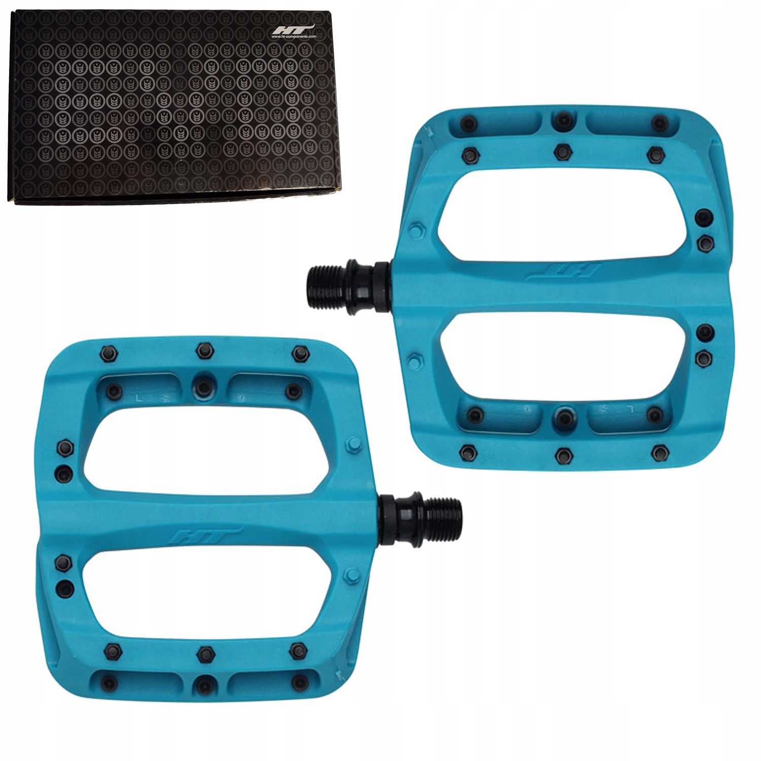Velké plošinové pedály na kolo Ht PA03A Turquoise Dirt Pump Track Mtb