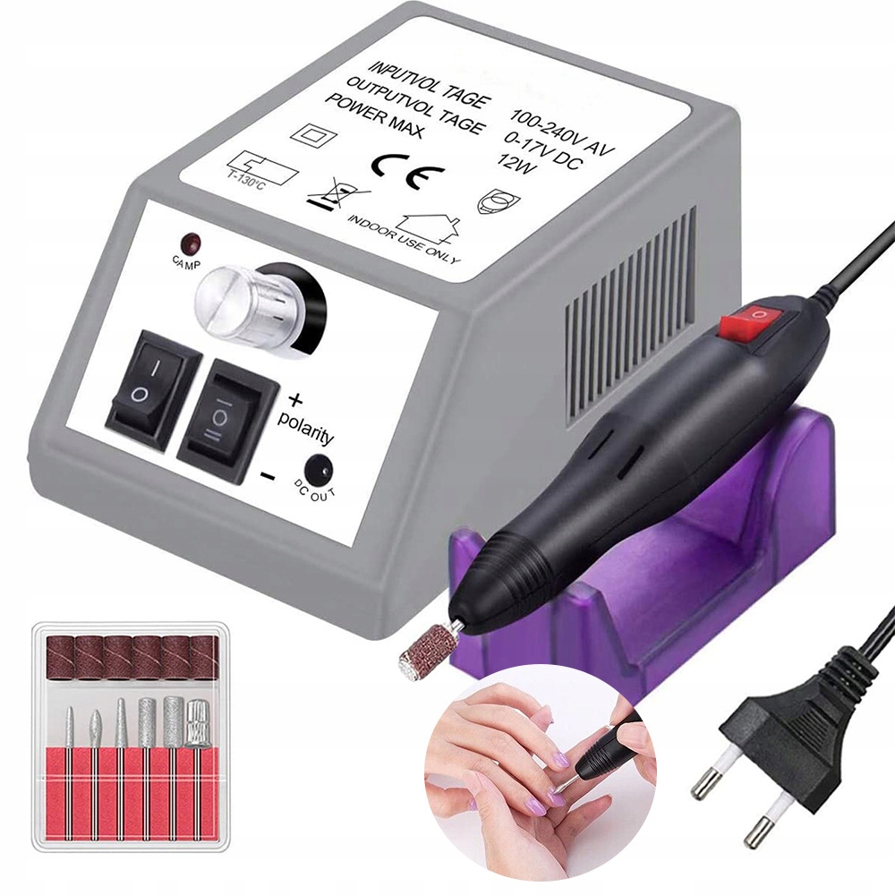 Bruska Na Nehty Manikúra Pedikúra Elektrická Výkonná 10W Sada Fréz