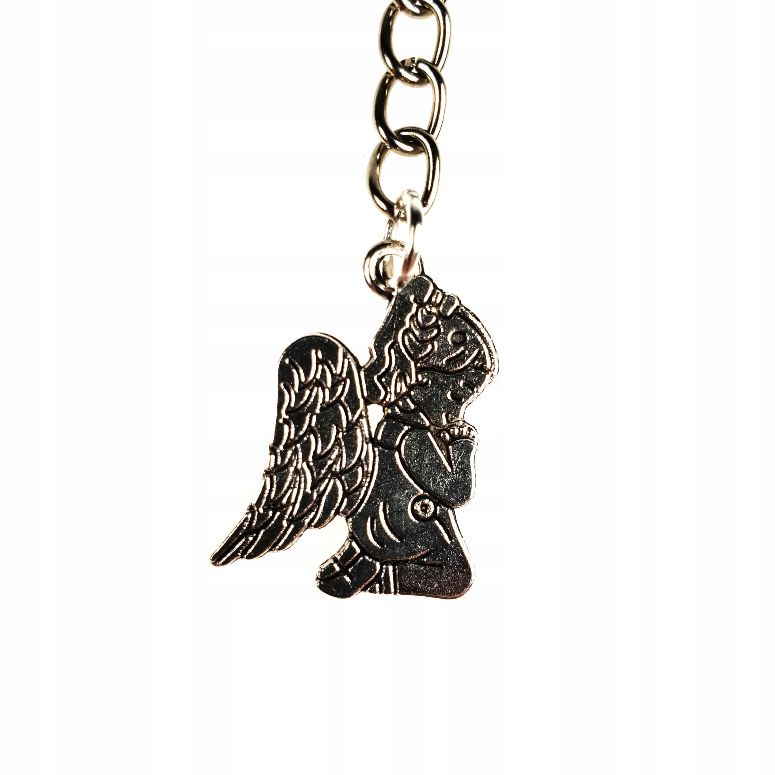 

Piękny Brelok Metalowy Mały Aniołek Posrebrzany