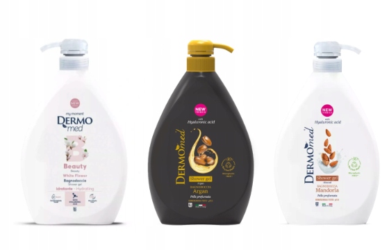 Dermomed Sada 3 x Sprchový gel Mandle, Argan, Bílé květy
