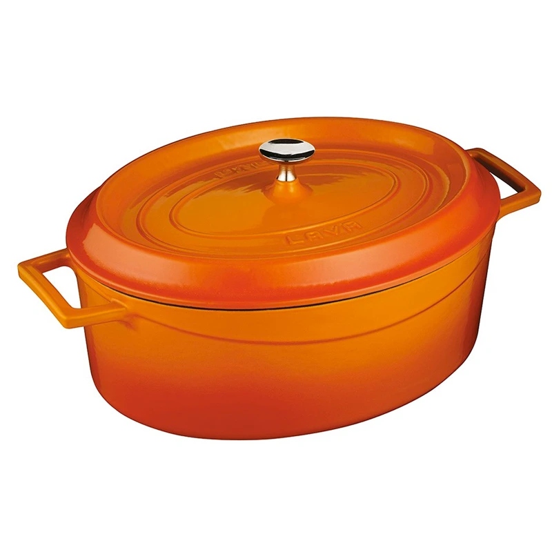 Liatinový hrniec oválny 25cm oranžový
