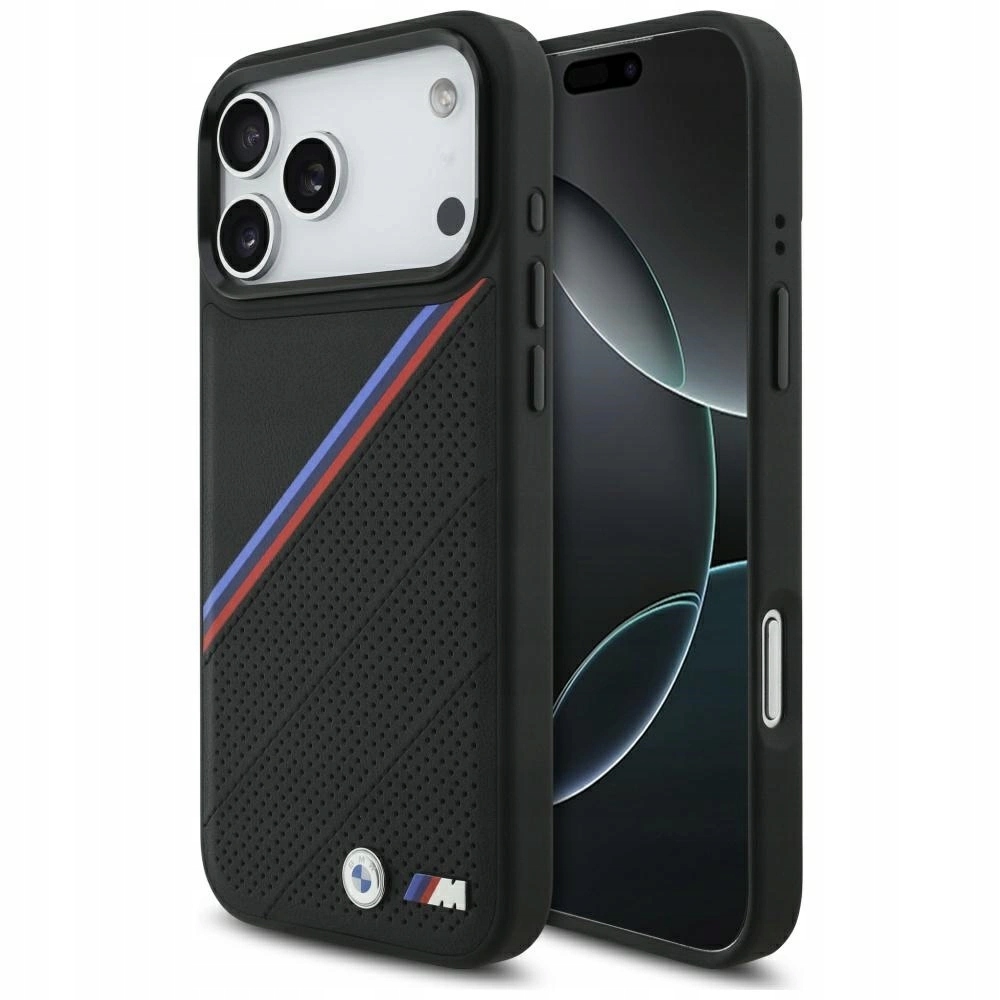 Pouzdro Bmw M Tricolor Metal Logo MagSafe pro iPhone 17 Pro Max černé
