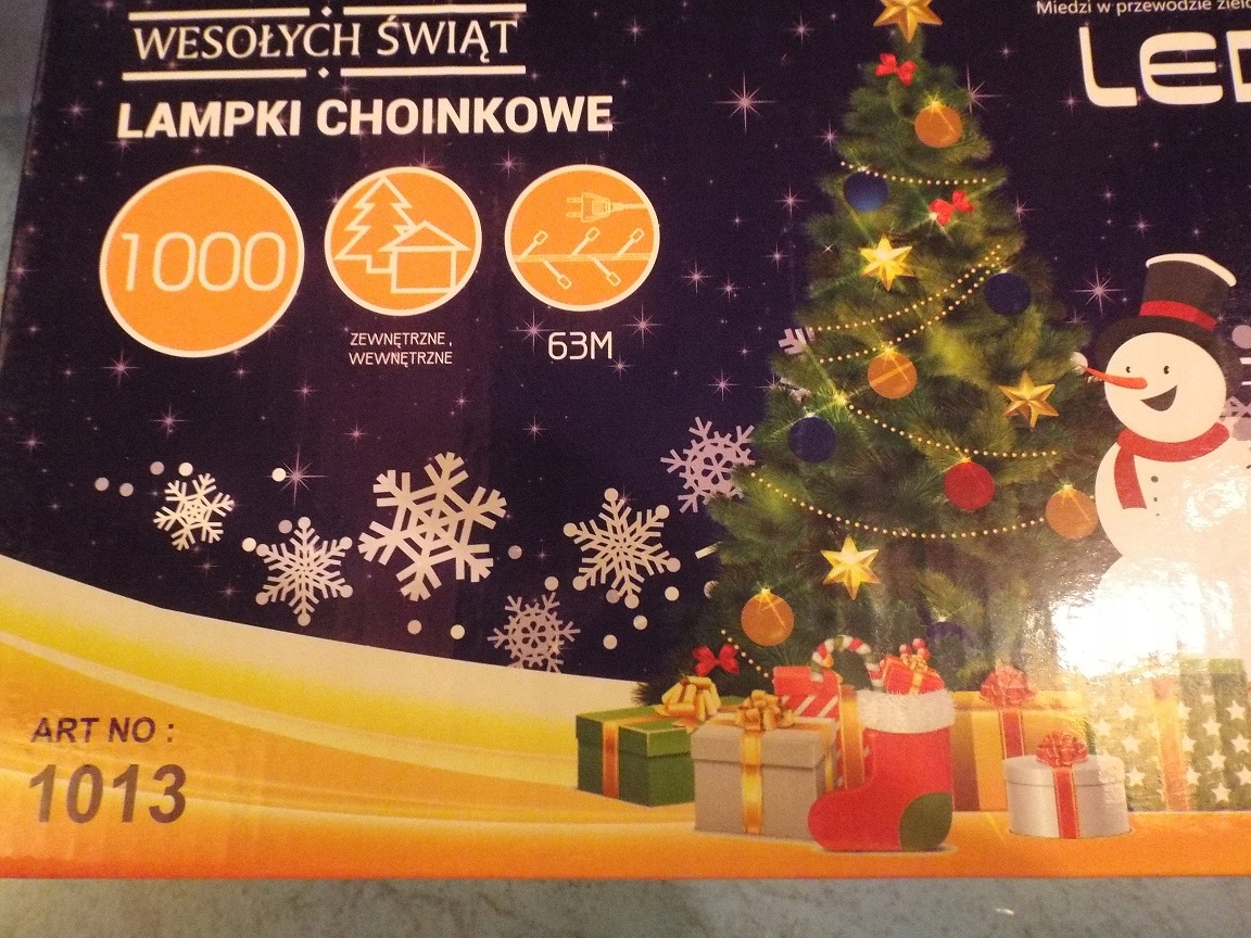 LAMPKI CHOINKOWE CIEPŁO BIAŁE 1000 LED PROGRAMATOR 8 FUNKCJI 63m Marka inna