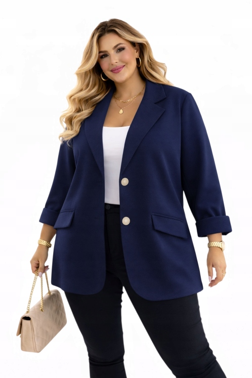 Marynarka Masełko 100% wiskoza Guziki Plus Size 54 56 7XL 8XL