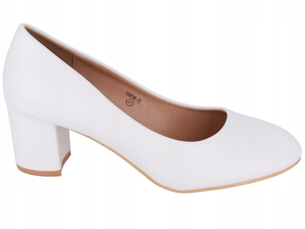 Lodičky Na Podpatku Eko Kožené Boty Bílé Dámské Polobotky 44