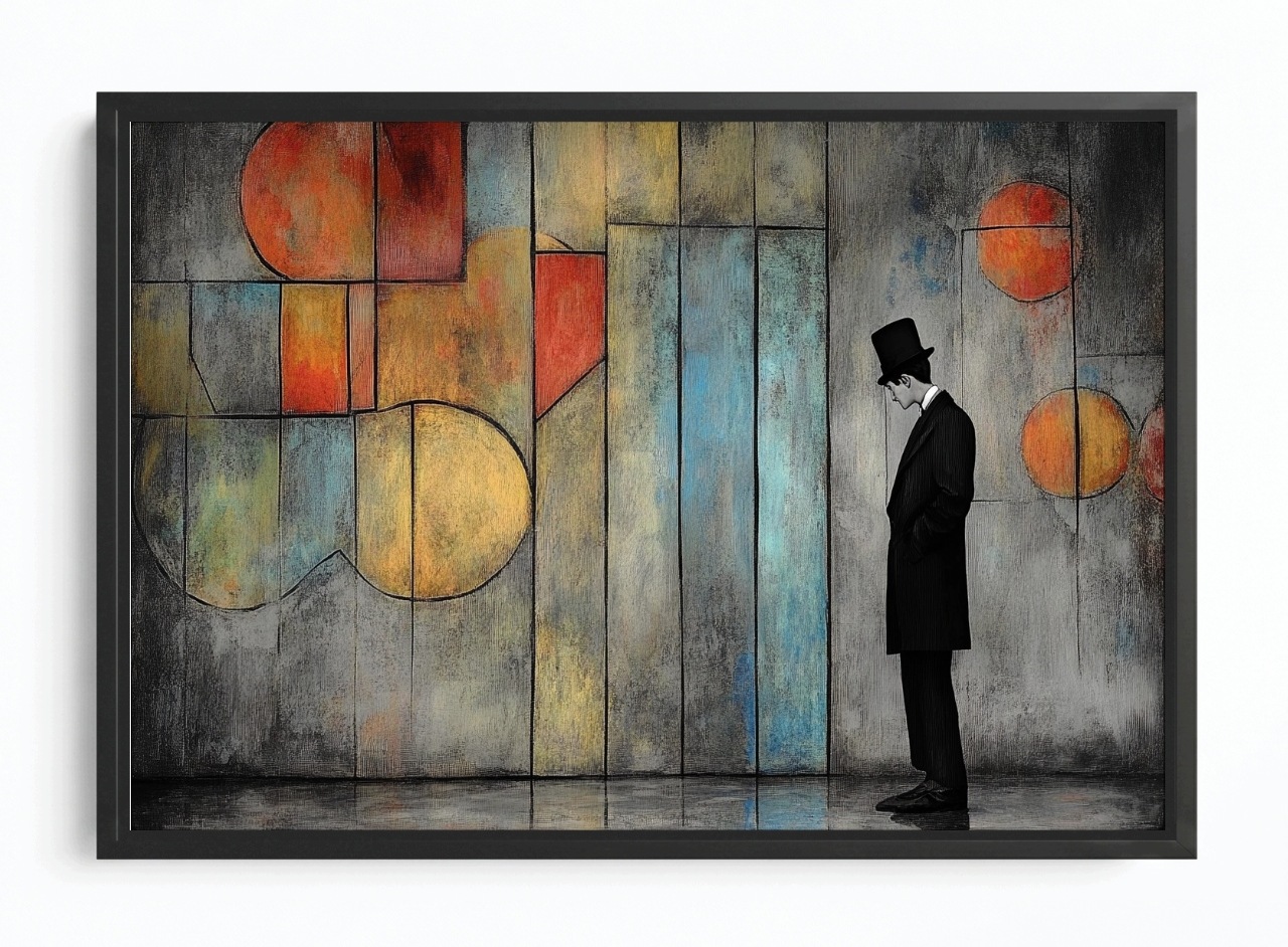 Obraz Rám Americký Box Abstrakce Geometrie Muž Válec Myšlenka 60x40