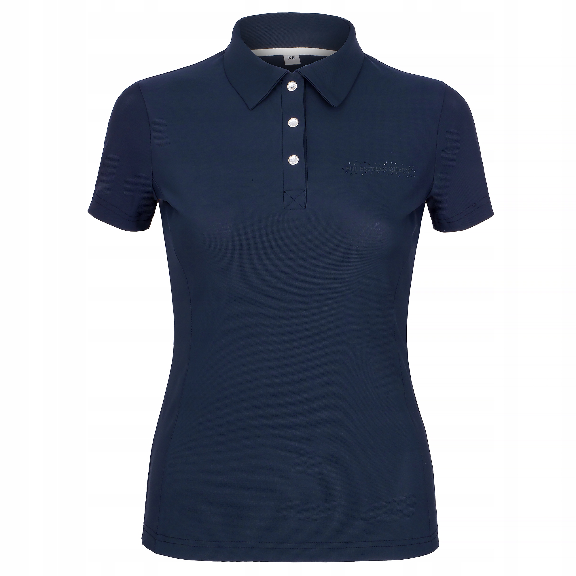 Koszulka polo jeździecka damska Equestrian Queen Andrea2 26SS granatowa Xs