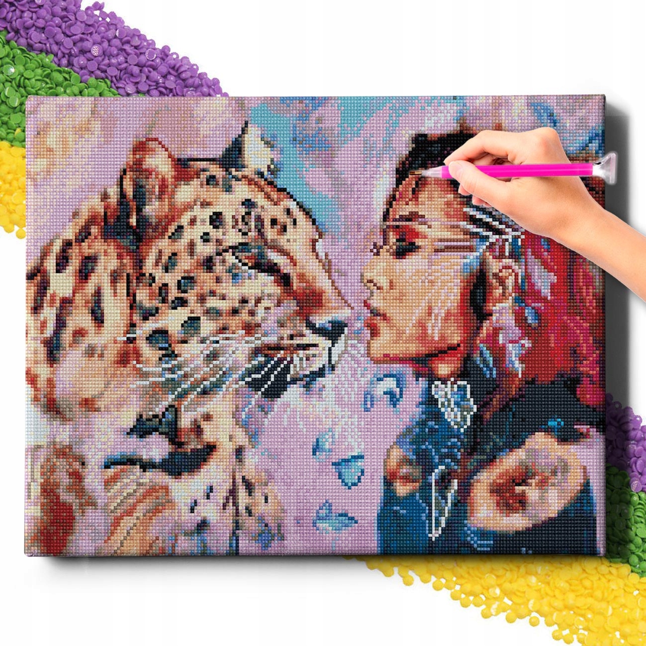 Diamond Painting 5D s Rámem Výšivka Diamantová Zvířata Velká Mozaika 40x50 cm