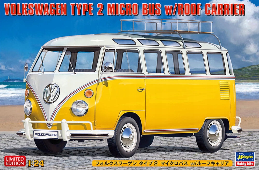 Mikrobus Volkswagen Type 2 se střešním nosičem 1:24 Hasegawa 20689