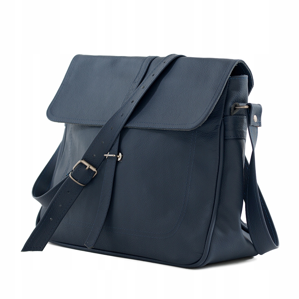 GRANATOWA TORBA SKÓRZANA TOREBKA LISTONOSZKA A4 SKÓRA NATURALNA VERA PELLE Marka inna