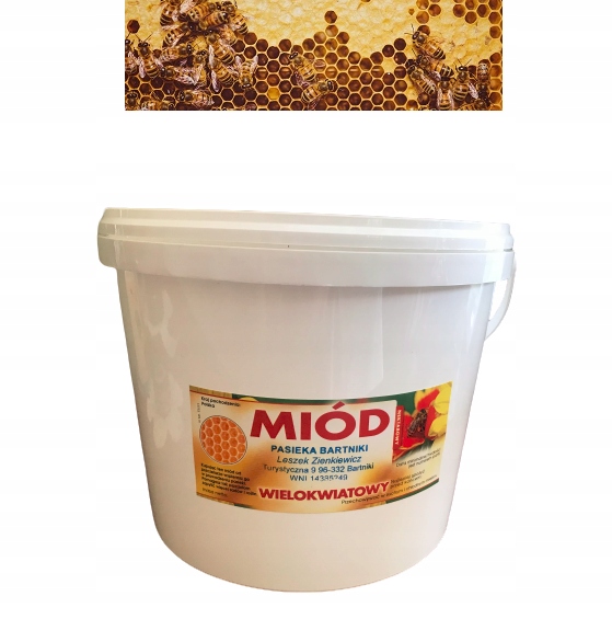 Miód wielokwiatowy jasny 2025 wiaderko 5kg gęsty