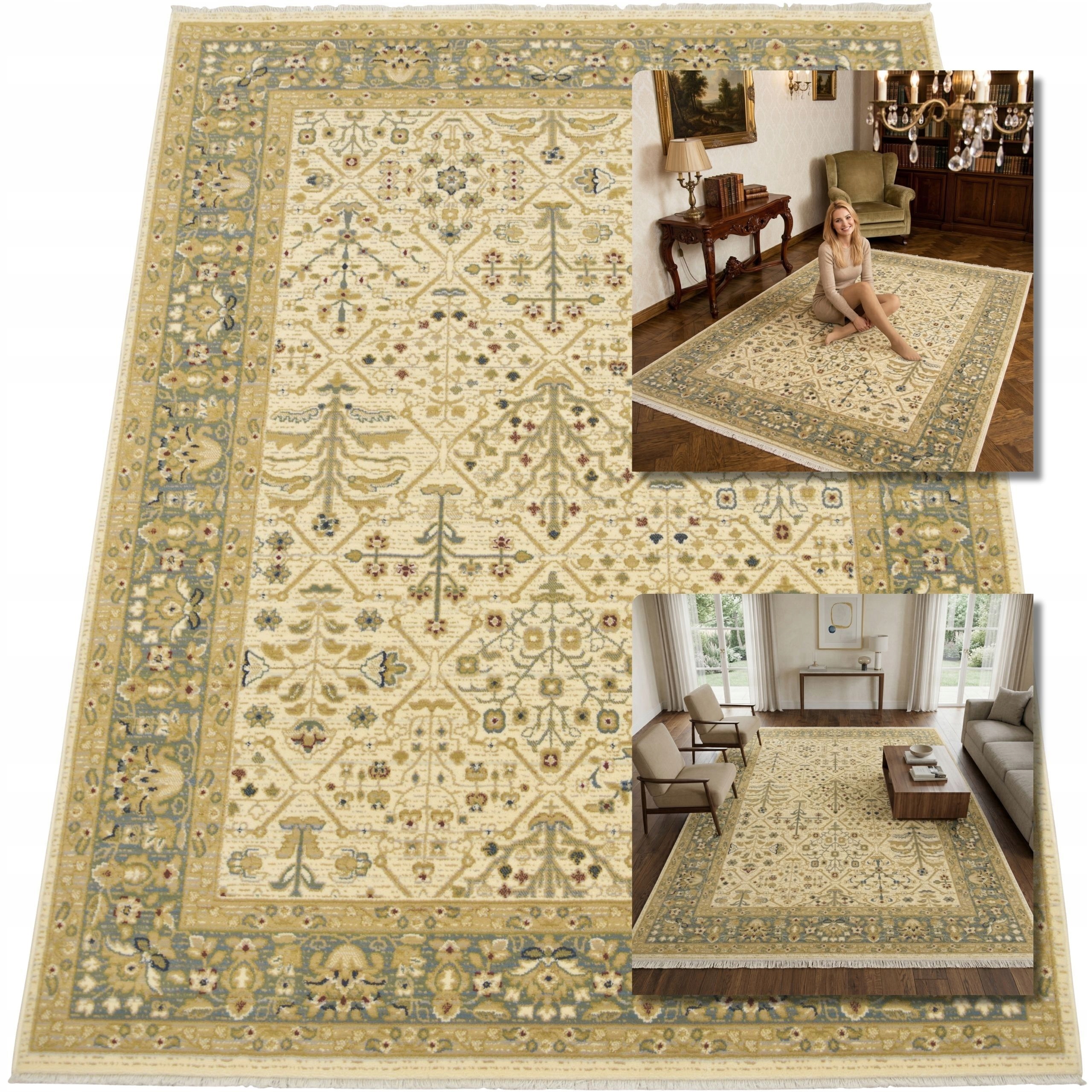 Koberec Tradiční Koberec Paris Klasický Béžový Koberec Do Obývacího Pokoje 80x155