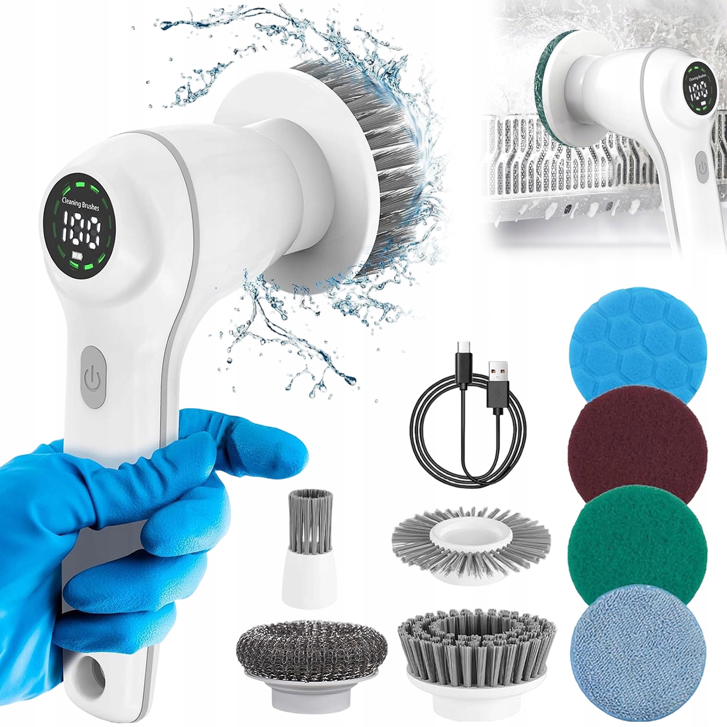 Elektrický Kartáč LCD Rotáční Na Ruční Mytí Pro Kuchyňské Dlaždice